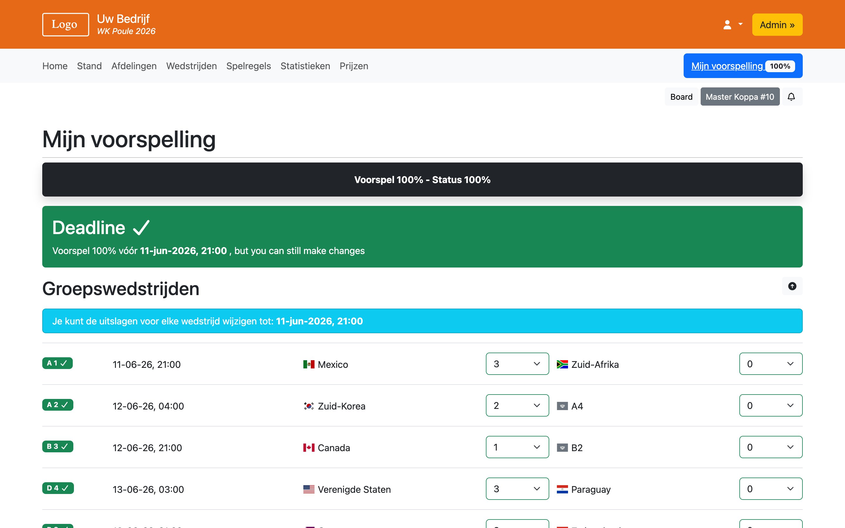 WK Poule 2026 – Mijn voorspelling